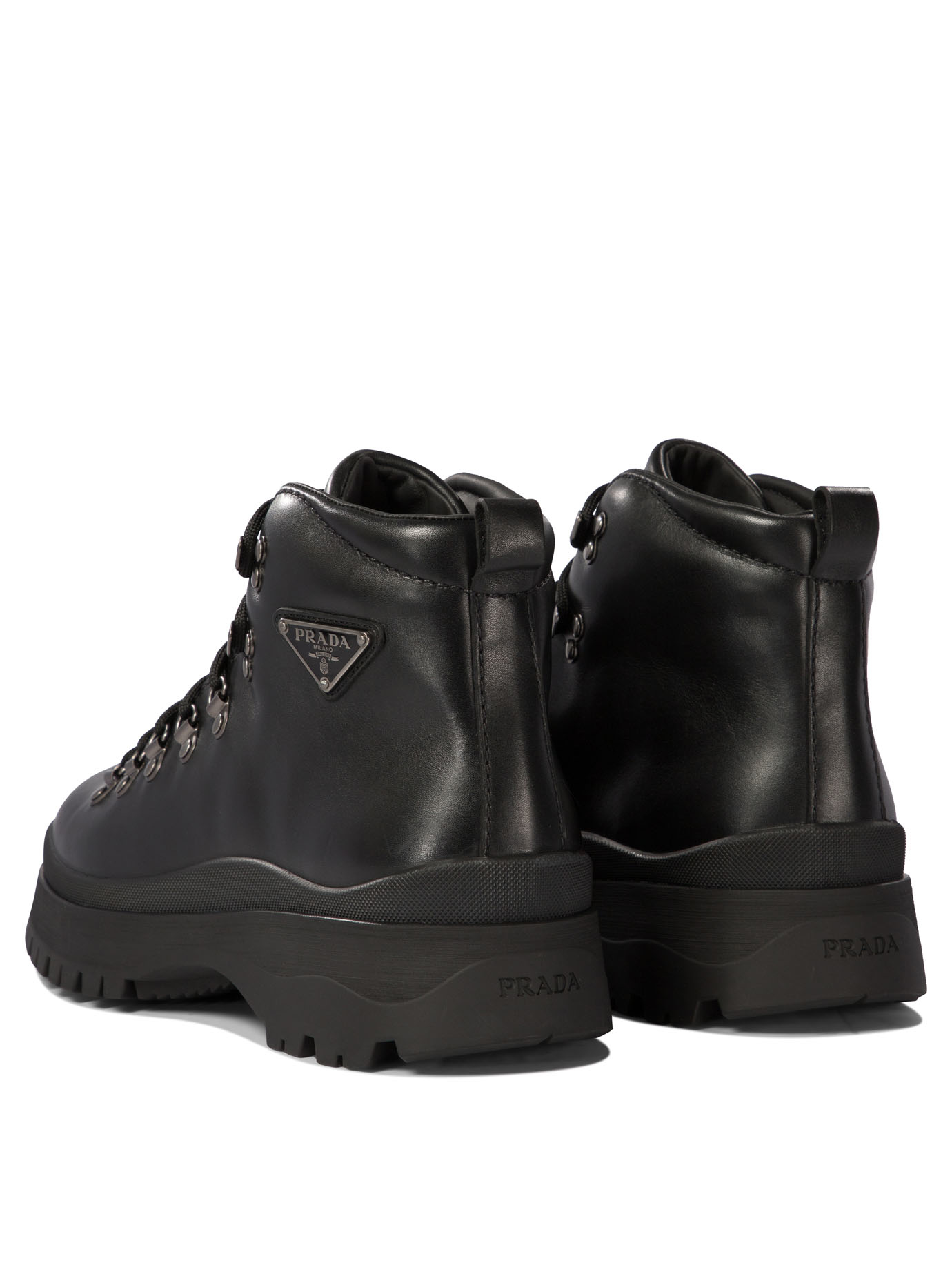 PRADA Leather boots with triangle logo